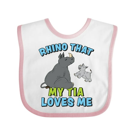 Inktastic Rhino That My Tia Loves Me with Cute Rhinos Gift Baby Boy or Baby Girl Bib