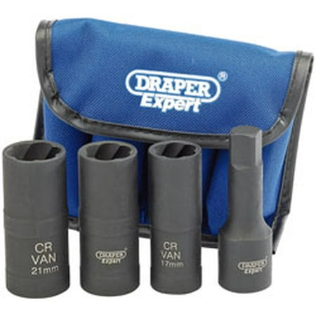 Draper 9539 Expert 4 Piece 1/2 Square Drive Wheel Nut Double Impact Socket Kit