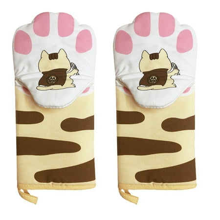 FRCOLOR 1 Pair Oven Mitts Cat Paws Heat Resistant Gloves Cotton Cooking Gloves
