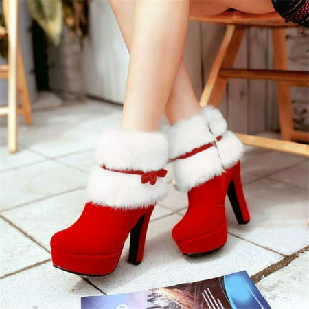 Holly Festival Heels for Women Winter High Heel Shoes with White Faux Fur Side Zipper Design Christmas Gift 43 Red
Holly Festival Heels for Women Winter High Heel Shoes with White Faux Fur Side Zipper Design Christmas Gift 43 Red