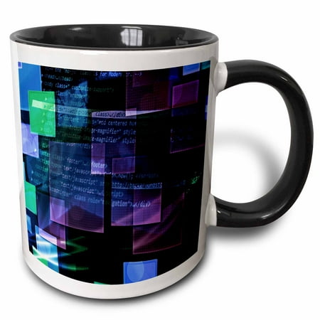3dRose Purple Blue Green Floating Technical Squares With Internet Coding - Two Tone Black Mug 11-ounce
3dRose Purple Blue Green Floating Technical Squares With Internet Coding - Two Tone Black Mug 11-ounce