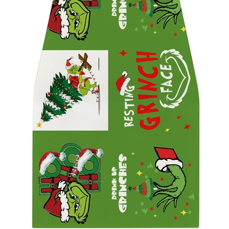 Linen Green Christmas Table Runner Merry Grinchmas Tablecloth Christmas Xmas Winter Holiday Home Kitchen Table Decorations 13x72 Inch
Linen Green Christmas Table Runner Merry Grinchmas Tablecloth Christmas Xmas Winter Holiday Home Kitchen Table Decorations 13x72 Inch