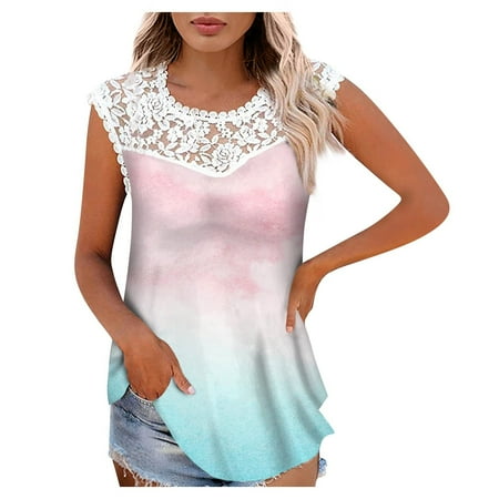 Summer Blouses for Women 2023 Womens Print Lace Sleeveless Tops Round Neck Splicing Tank Tops Slim Comfortable Lightweight T-Shirt Corset Tops for Women Pink S
Summer Blouses for Women 2023 Womens Print Lace Sleeveless Tops Round Neck Splicing Tank Tops Slim Comfortable Lightweight T-Shirt Corset Tops for Women Pink S