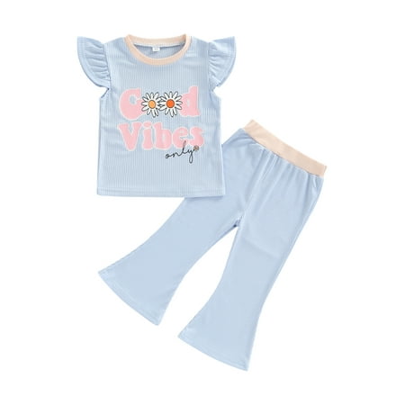 Amuver 2-Piece Girls Summer Outfits Letter Print Quarter-Sleeve T-Shirt + Bell-Bottoms for Kids 18 Months to 6 Years
Amuver 2-Piece Girls Summer Outfits Letter Print Quarter-Sleeve T-Shirt + Bell-Bottoms for Kids 18 Months to 6 Years