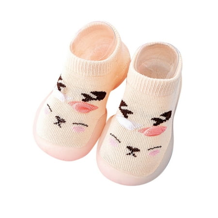 

Toddler Shoes Animal Cartoon Socks Shoes Toddler Warm Floor Socks Non Slip Prewalker Shoes Baby Shoes Beige 6.5