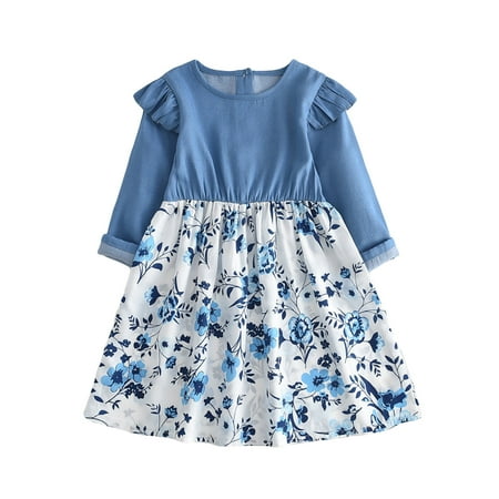 DNDKILG Baby Toddler Girls Ruffle Sundress Spring Dress Floral Long Sleeve Dresses Blue 3Y-7Y 130
DNDKILG Baby Toddler Girls Ruffle Sundress Spring Dress Floral Long Sleeve Dresses Blue 3Y-7Y 130