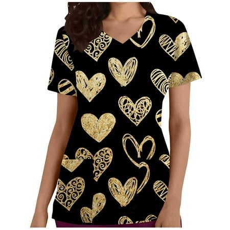 CYMMPU Women s V-Neck Pocketed Scrub_Tops Nurse Workwear Uniform Clearance Going out Tops Summer Tees Short Sleeve Shirts Trendy Valentine s Day Tunic Love Heart Printing Fashion Tshirts Black L
CYMMPU Women s V-Neck Pocketed Scrub_Tops Nurse Workwear Uniform Clearance Going out Tops Summer Tees Short Sleeve Shirts Trendy Valentine s Day Tunic Love Heart Printing Fashion Tshirts Black L