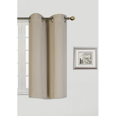 (K30) Taupe Tan 2 Panel Silver Grommets Kitchen Tier Window Curtain 3 Layered Thermal Heavy Thick Insulated Blackout Drape Treatment Size 30" Wide X 36" Length