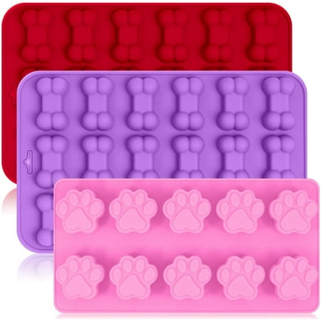 3 Pack Silicone Ice Molds Trays with Puppy Dog Paw and Bone Shape Reusable Bakeware Maker for Baking Chocolate Candy Oven Microwave Freezer Dishwasher Safe - Pink Red Purple
3 Pack Silicone Ice Molds Trays with Puppy Dog Paw and Bone Shape Reusable Bakeware Maker for Baking Chocolate Candy Oven Microwave Freezer Dishwasher Safe - Pink Red Purple