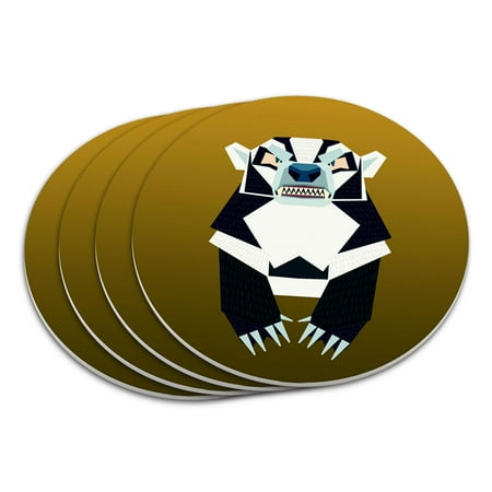 Geometric Badger Black and White Honey Coaster Set