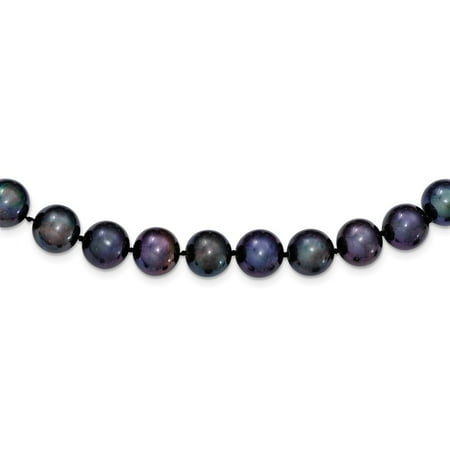 14k White Gold 18in 10-11mm Black Freshwater Cultured Pearl Fancy Necklace