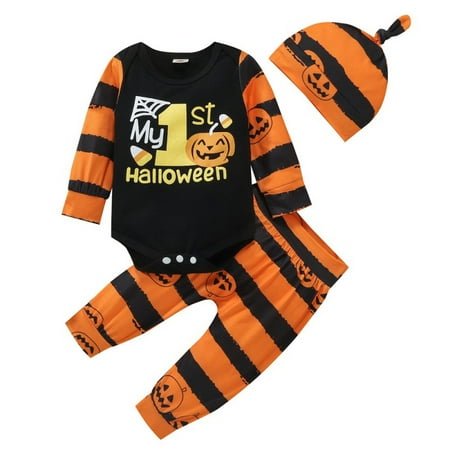 3Pcs Baby Boys Girls 1st Halloween Clothes Bullpiano Kids Pumpkin Print Romper + Long Pants + Hat Outfits Set 0-24 Months
3Pcs Baby Boys Girls 1st Halloween Clothes Bullpiano Kids Pumpkin Print Romper + Long Pants + Hat Outfits Set 0-24 Months