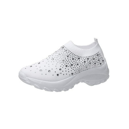 Tenmix Women s Sneakers Knit Upper Running Shoe Mesh Walking Shoes Slip On Ladies Comfort Rhinestone White 7.5
Tenmix Women s Sneakers Knit Upper Running Shoe Mesh Walking Shoes Slip On Ladies Comfort Rhinestone White 7.5