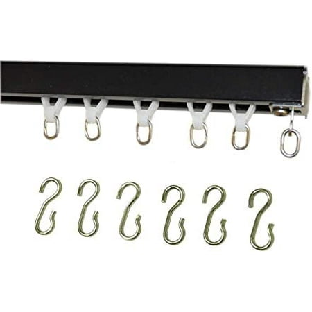 Ceiling Curtain Track Set With Wheeled Carriers And (9 In 2 Sections-Black)