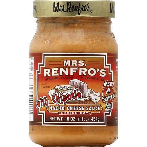 Mrs. Renfro's Medium Hot Nacho Cheese Sauce with Chipotle, 16 oz, (Pack of 6)