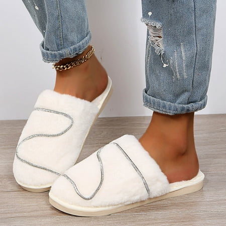 Slippers For Women Women S Fashion Rhinestone Plush Pure Color Warm And Comfortable Flat Casual Slippers Womens Slippers
Slippers For Women Women S Fashion Rhinestone Plush Pure Color Warm And Comfortable Flat Casual Slippers Womens Slippers