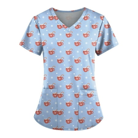 KDDYLITQ Womens Plus Size Scrub Tops Fall V Neck Short Sleeve T Shirt Christmas Nurse Tops Uniform Scrubs Nurse Working Uniforms Printed Medical Scrub Shirts with Pockets Blue XL
KDDYLITQ Womens Plus Size Scrub Tops Fall V Neck Short Sleeve T Shirt Christmas Nurse Tops Uniform Scrubs Nurse Working Uniforms Printed Medical Scrub Shirts with Pockets Blue XL
