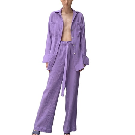 Liacowi Women Pajama Set Long Sleeve Belted Shirts Tops and Pants 2 Piece Sleepwear Loungewear
Liacowi Women Pajama Set Long Sleeve Belted Shirts Tops and Pants 2 Piece Sleepwear Loungewear