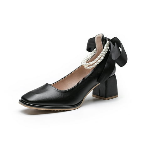 Women‘s Faux Pearl Strap Mid Heels Chunky Heel Back Lace Up Square Toe Shoes Fashion Walking Shoes
Women‘s Faux Pearl Strap Mid Heels Chunky Heel Back Lace Up Square Toe Shoes Fashion Walking Shoes