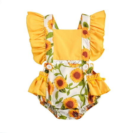 Canrulo Newborn Infant Baby Girls Ruffle Sleeveless Romper One Piece Sunflower Bodysuit Jumpsuit Spring Summer Clothes Yellow 6-12 Months
Canrulo Newborn Infant Baby Girls Ruffle Sleeveless Romper One Piece Sunflower Bodysuit Jumpsuit Spring Summer Clothes Yellow 6-12 Months