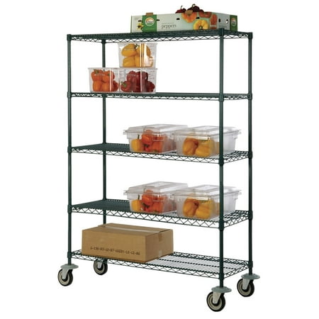 

18 Deep x 72 Wide x 69 High 5 Tier Freezer Wire Shelf Truck with 1200 lb Capacity