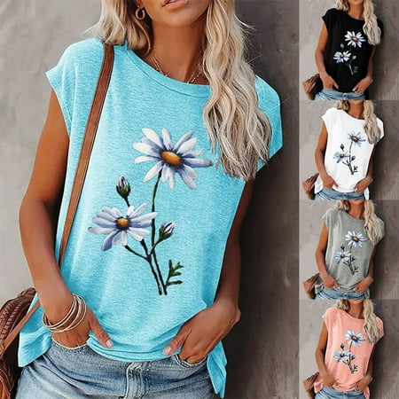 Taluosi Women Short Sleeve Simple O Neck Flower Print Summer T-shirt Streetwear for Outdoor
Taluosi Women Short Sleeve Simple O Neck Flower Print Summer T-shirt Streetwear for Outdoor