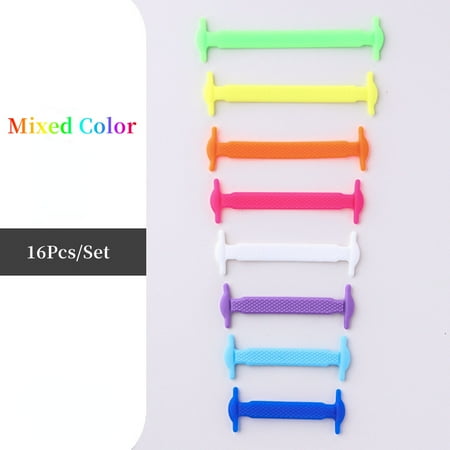 16pcs/set Silicone Elastic Laces No Tie Up Shoe Laces Lazy Shoe Laces T Shaped No Tie Ups