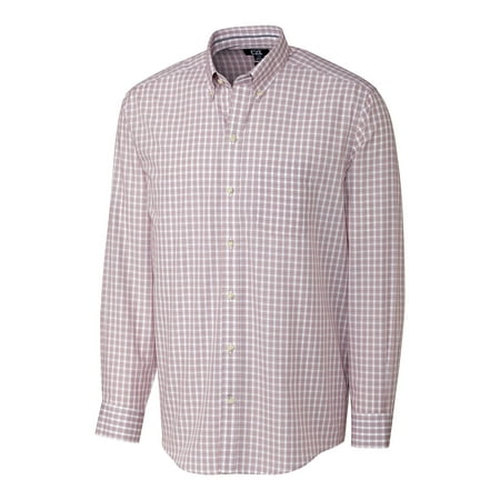 Cutter & Buck Men's Big and Tall Long sleeve Orcas Wrinkle Free Plaid, Bedrock - XLT