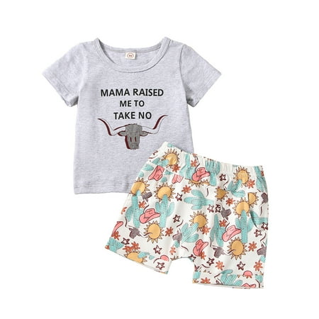 Arvbitana Toddler Boys Summer Outfit Sets Short Sleeve Cattle Head Print Tops + Cactus Print Shorts
Arvbitana Toddler Boys Summer Outfit Sets Short Sleeve Cattle Head Print Tops + Cactus Print Shorts