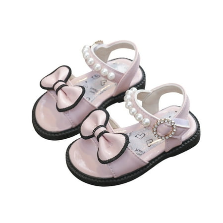 Baby Kid Girl Sandal Shoes Pearls Bow Soft Sole Summer Home Street Casual Shoes