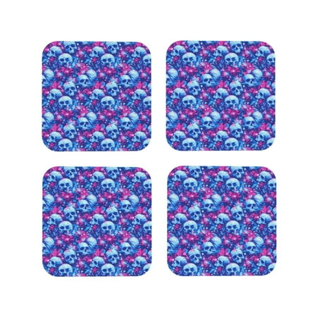 Coasters Set of 4 - blue Skull purple flower Drink Coasters for Tabletop Protection Leather Coasters for Living Room Decor and Housewarming Gift Square
Coasters Set of 4 - blue Skull purple flower Drink Coasters for Tabletop Protection Leather Coasters for Living Room Decor and Housewarming Gift Square