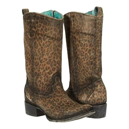 

Corral Ladies Sand Cheetah Print With Zipper Round Toe Boots C3689