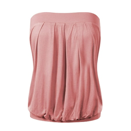 Made by Olivia Women's Basic Sleeveless Pleated Stretchy Comfy Tube Top Mauve XL