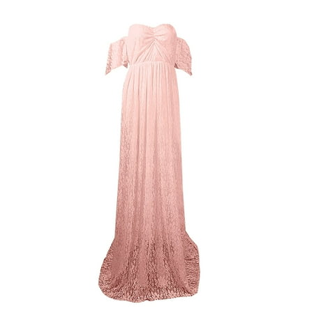 Big Women Coats Women s Lace Maternity Trailing Short Sleeved Dress Long Dress Photography Flying Sleeve Dress Bow Sundress
