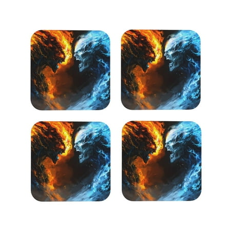 Leather Coasters with Heat-resistant for Drinks Red and Blue Fire Skull Warrior Cup Coasters Cup Pad Mat for Tabletop Protection Coffee Table Office Desk and Housewarming Gift
Leather Coasters with Heat-resistant for Drinks Red and Blue Fire Skull Warrior Cup Coasters Cup Pad Mat for Tabletop Protection Coffee Table Office Desk and Housewarming Gift