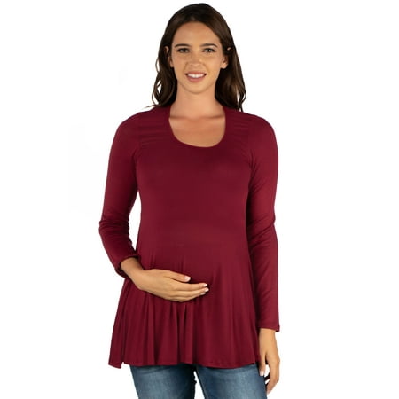 24seven Comfort Apparel Long Sleeve Maternity Swing Tunic Top