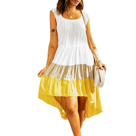 Women’s Summer Sleeveless Ruffle High Low Dress Square Neck Midi Dress Casual Loose Fit Pleated Flowy Holiday Dress WHITE-YELLOW XL
Women’s Summer Sleeveless Ruffle High Low Dress Square Neck Midi Dress Casual Loose Fit Pleated Flowy Holiday Dress WHITE-YELLOW XL