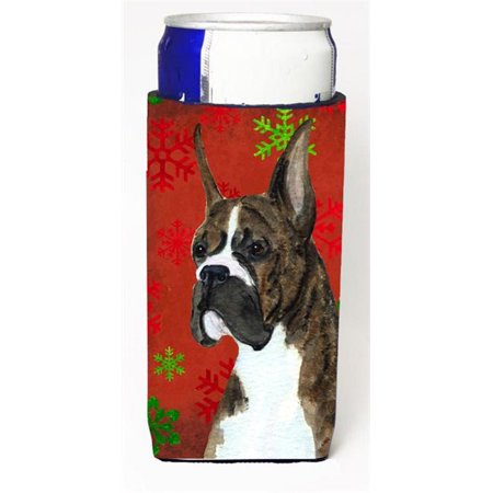 Boxer Red And Green Snowflakes Holiday Christmas Michelob Ultra bottle sleeves For Slim Cans - 12 oz.