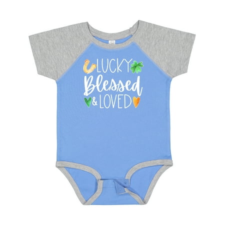 Inktastic Lucky Blessed and Loved Horseshoe Clover Hearts Gift Baby Boy or Baby Girl Bodysuit 
Inktastic Lucky Blessed and Loved Horseshoe Clover Hearts Gift Baby Boy or Baby Girl Bodysuit