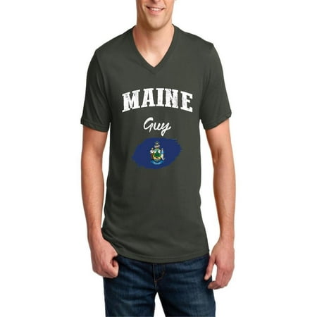 Maine Guy Men V-Neck Shirts Ringspun Tee
