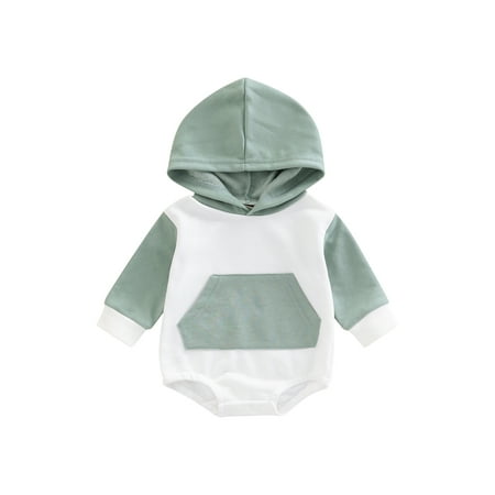 SHIBAOZI Infant Baby Girls Boys Romper Long Sleeve Hooded Front Pocket Crotch Button Patch Color Bodysuit Tops
SHIBAOZI Infant Baby Girls Boys Romper Long Sleeve Hooded Front Pocket Crotch Button Patch Color Bodysuit Tops