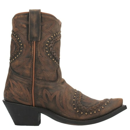 Laredo Womens Fancy Studded Snip Toe Casual Boots Ankle Low Heel 1-2