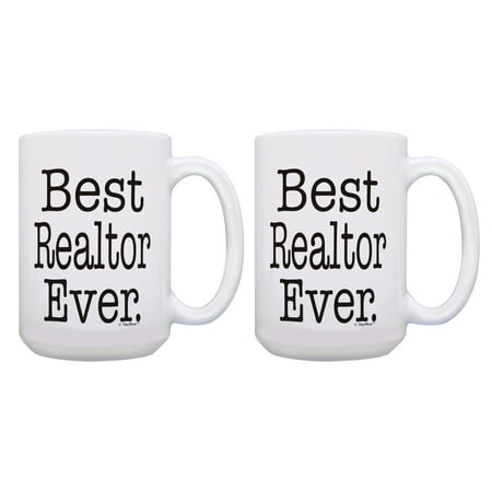 ThisWear Realtor Coffee Mug Set Best Realtor Ever Mug 2 Pack Gift 15oz Coffee Mugs