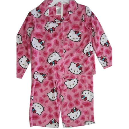 Hello Kitty Little Girls Fuchsia Kitty Spotted Print 2 Pc Pajama Set 4-6