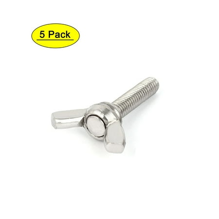 Uxcell M6 x 25mm 304 Stainless Steel Wing Butterfly Thumb Screw Thread (5-pack)