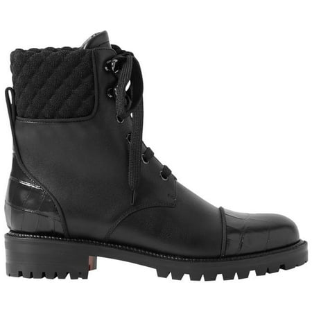 Black Mayr Smooth and Croc-effect Leather Boots