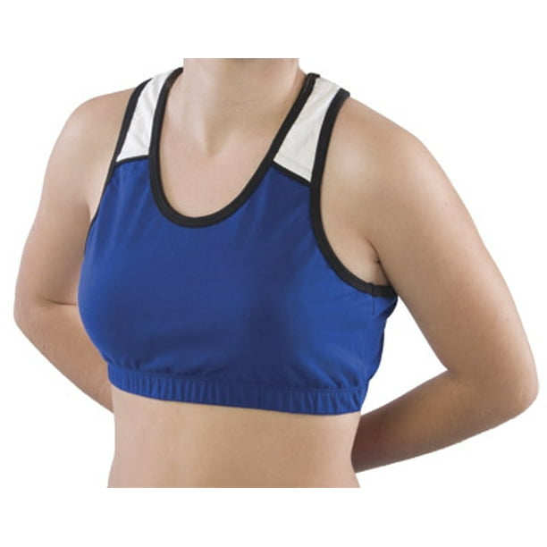 (Price/each)Pizzazz 1700 Youth Tri-Color Sports Bra-Royal/White-Youth L