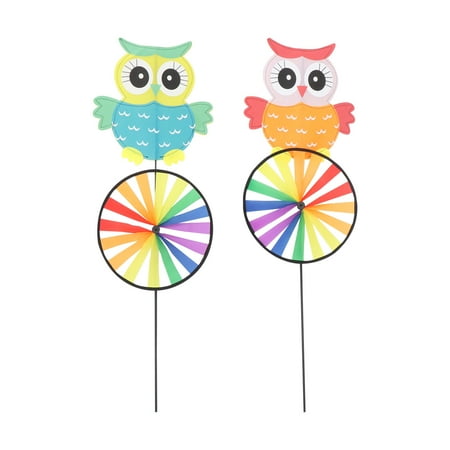 NUOLUX 2Pcs Owl Ornament Windmill Toy Wind Yard Decoration (Random Style)