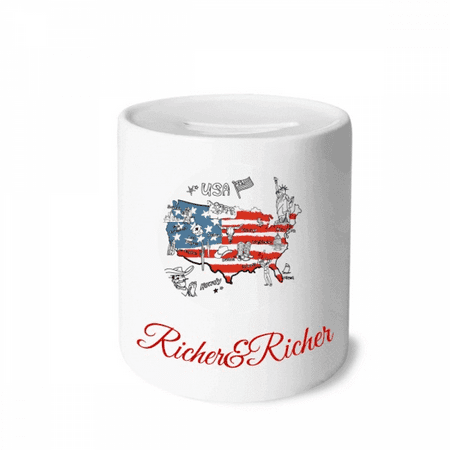 America Map Liberty Word Illustration Rich and Rich Bank Saving Box Coin
