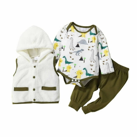 Honeeladyy Sales Online Infant Toddler Baby Boys Sweater Suit Dinosaur Print Long-sleeved Romper Hooded Vest Vest Trousers Three-piece Set
Honeeladyy Sales Online Infant Toddler Baby Boys Sweater Suit Dinosaur Print Long-sleeved Romper Hooded Vest Vest Trousers Three-piece Set